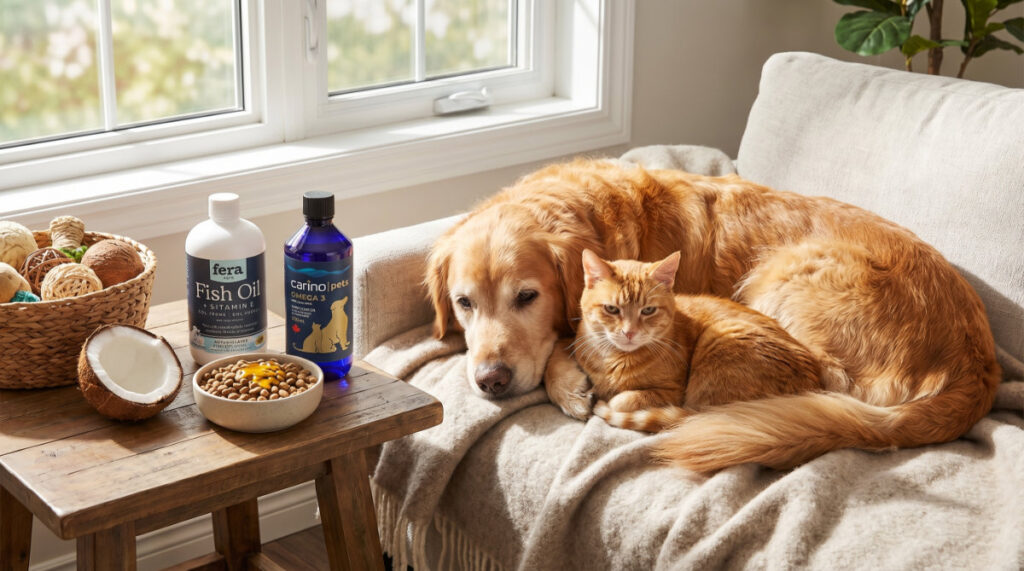 Omega-3 Fish Oil and Coconut Oil for Immunie Health in Senior Pets